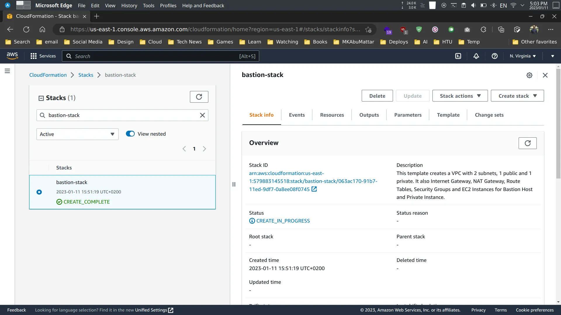 AWS CloudFormation console