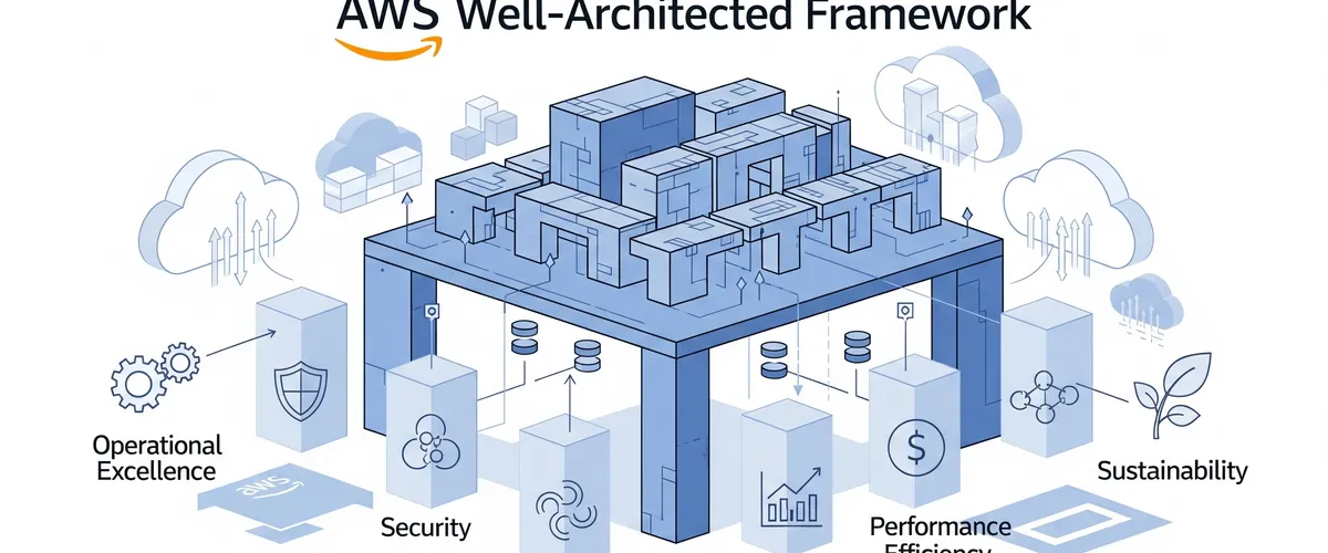 Blog post image for Mastering AWS Architecture: A Comprehensive Guide to the Well-Architected Framework - This article provides an overview of the AWS Well-Architected Framework, a set of best practices for designing and operating reliable, efficient, secure, and sustainable systems on AWS. The framework consists of five pillars: Operational Excellence, Security, Reliability, Performance Efficiency, and Cost Optimization, with Sustainability being the sixth pillar. The article explores each pillar and explains how organizations can apply the framework to optimize their AWS infrastructure. It also provides examples of how AWS services can be used to improve the efficiency, security, reliability, cost-effectiveness, and sustainability of cloud systems.