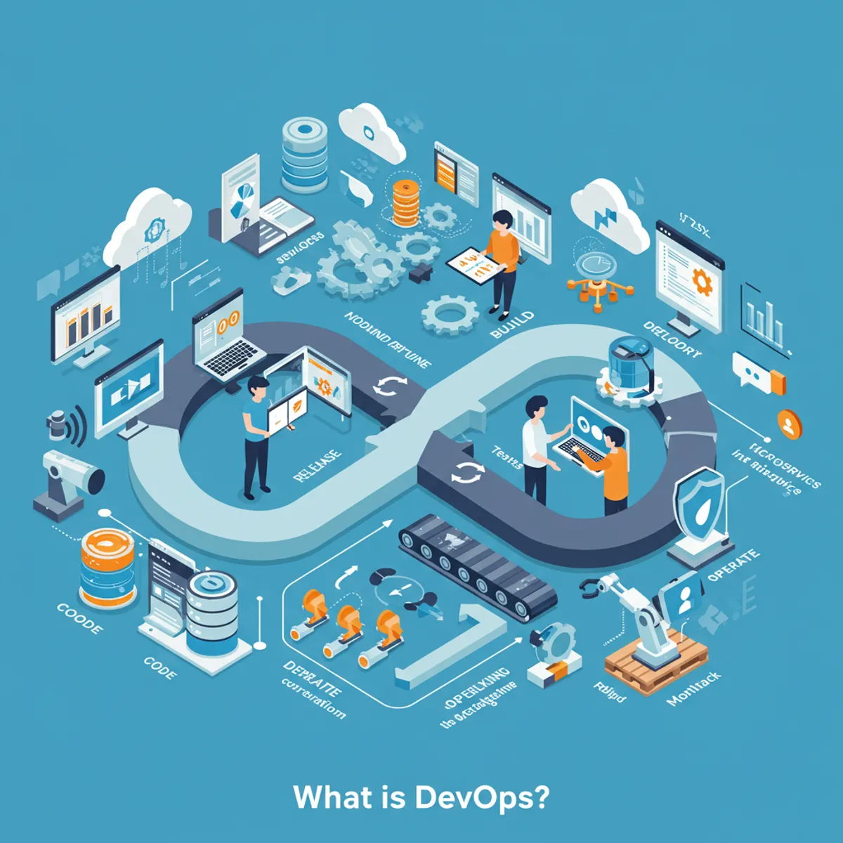 Blog post image for What is DevOps? - DevOps is a set of practices that combines software development (Dev) and information technology operations (Ops). It aims to shorten the systems development life cycle and provide continuous delivery with high software quality.