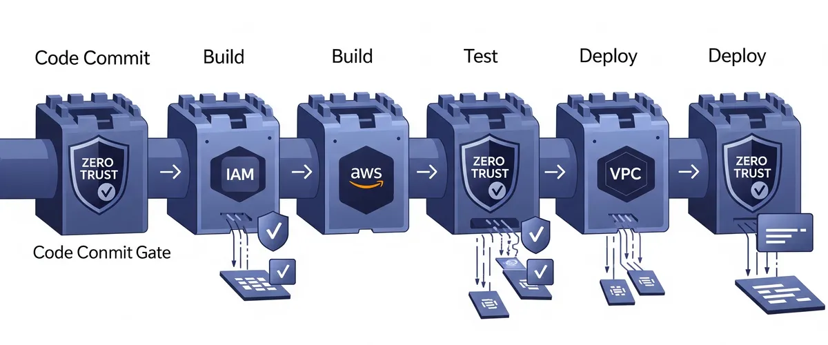 Blog post image for Zero Trust Architecture in DevOps Pipelines: Secure Your CI/CD Workflows - Learn how to integrate Zero Trust Architecture into DevOps CI/CD pipelines using AWS, IAM, and micro-segmentation. Secure deployments without slowing innovation. Perfect for teams prioritizing speed and security.