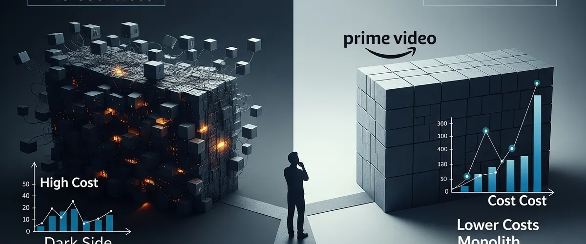 Blog post image for The Real Talk on Microservices vs. Monoliths - Microservices aren't always the answer. Discover the hidden complexities, challenges faced by Amazon Prime Video, and when sticking with monoliths might be the smarter architectural choice. Learn about trade-offs and avoid tech debt.