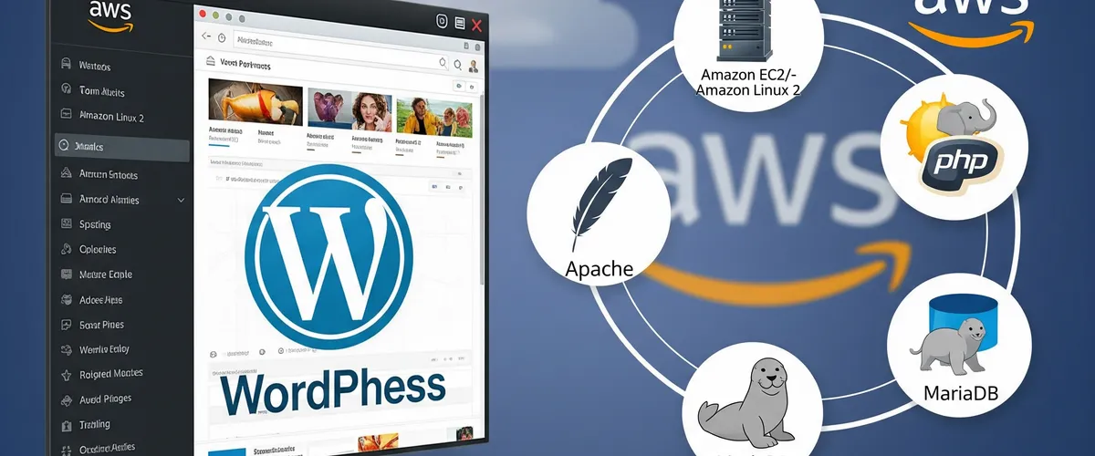 Blog post image for How to Install WordPress on Amazon Linux 2 - We will learn how to install WordPress on Amazon Linux 2 in this tutorial. We will also discover how to set up WordPress so that it functions with the Apache web server. We will also discover how to set up WordPress so that it functions with PHP and MariaDB.