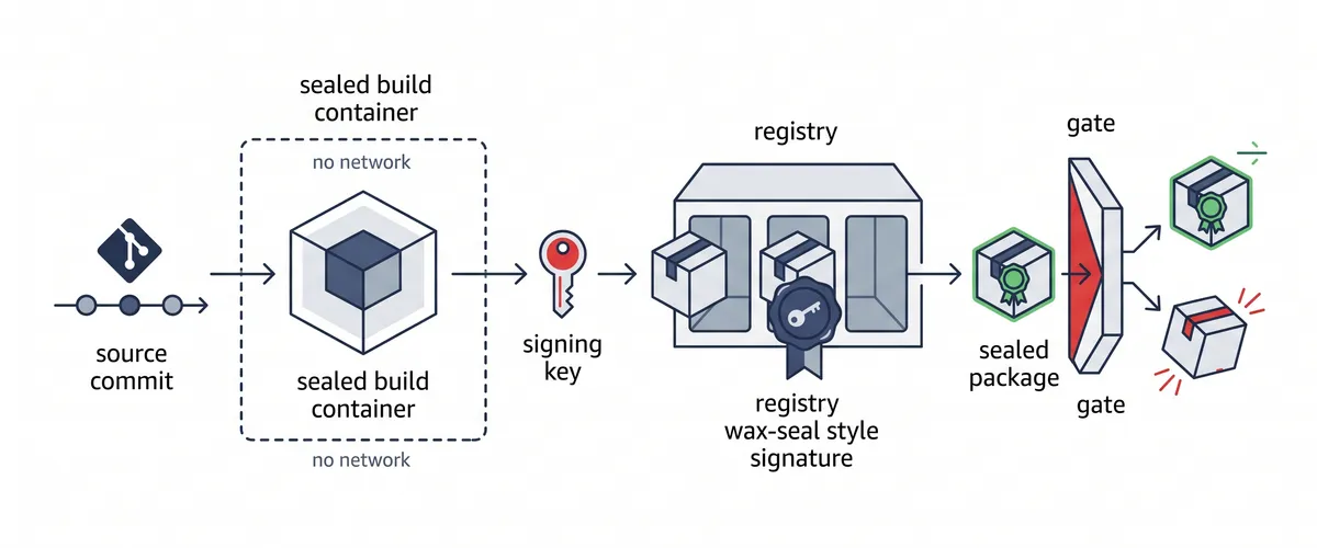 Blog post image for Hardening a CI/CD Supply Chain to SLSA Level 3 - How we made a build pipeline tamper-evident end to end: hermetic builds, KMS-signed provenance, and an admission gate that refuses anything it cannot verify.