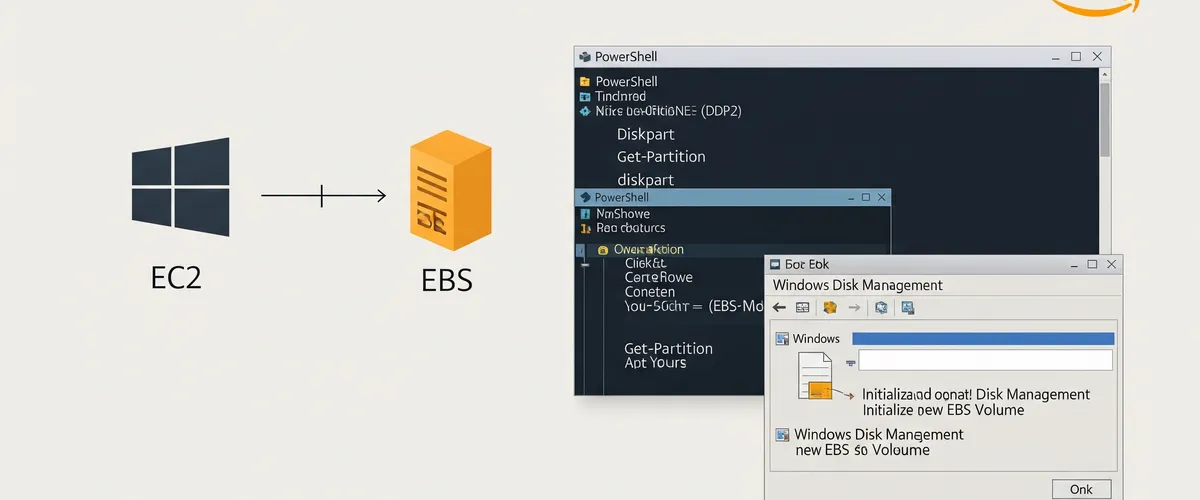 Blog post image for How To Connect A EBS Volume To An Windows EC2 Instance Using Powershell/GUI - In this post, we will learn how to connect a EBS volume to an Windows EC2 instance using Powershell/GUI