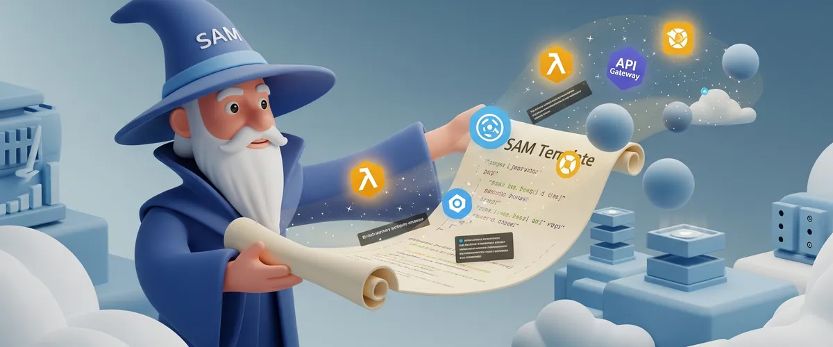 Blog post image for Simplifying Application Deployment with AWS SAM: Unleashing the Power of Serverless Magic - When it comes to deploying serverless applications, AWS SAM (Serverless Application Model) emerges as your trusty sidekick, simplifying the process and harnessing the full power of serverless architecture. SAM templates enable you to define and deploy your serverless functions, APIs, and event sources with ease, turning your serverless wishes into reality.