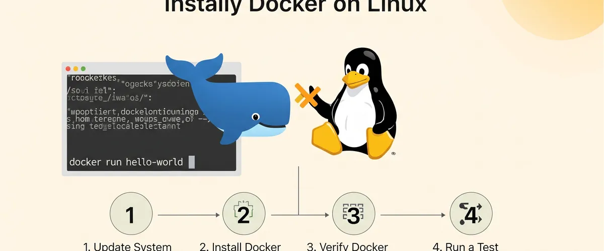Blog post image for How To Install Docker On Linux In 4 Easy Steps! - This article guides you through the simple process of installing Docker on Linux in 4 easy steps. From updating the package index to running your first Docker container, you'll learn everything you need to get started with this powerful platform. By the end, you'll be able to take advantage of all the benefits Docker has to offer.