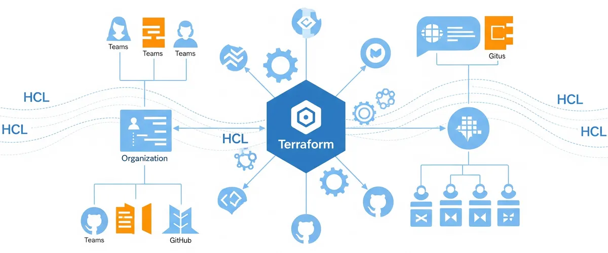 Blog post image for Streamlining GitHub Organization Management with Terraform - Learn how to manage a large GitHub organization efficiently using Terraform. Discover key Terraform resources for automating user access, team structures, and repository configurations.