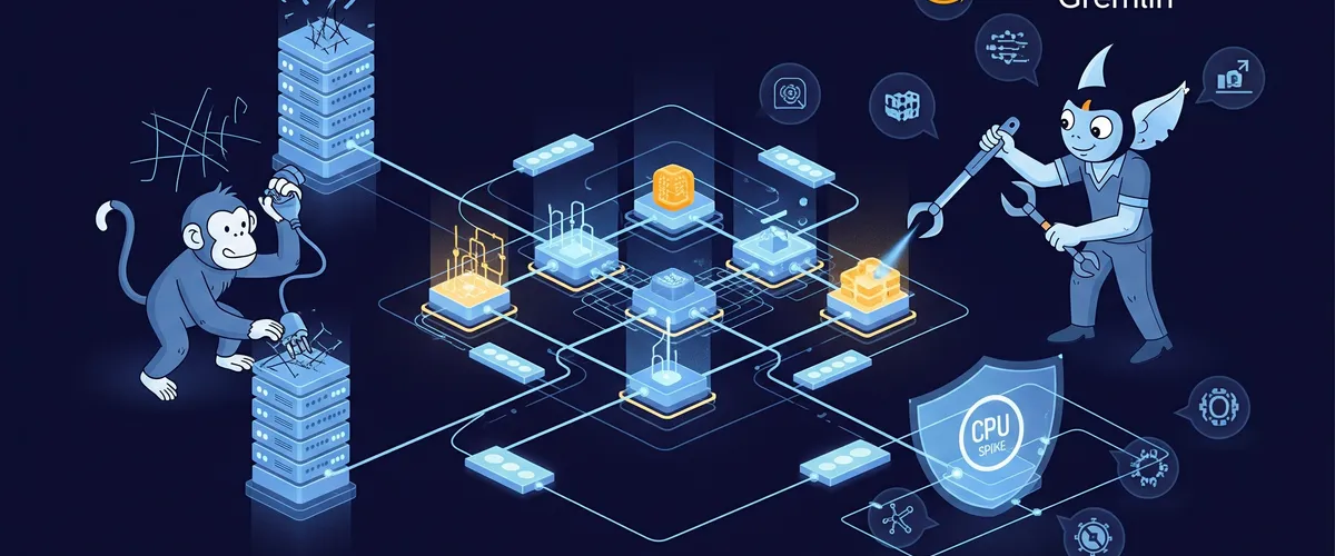 Blog post image for Chaos Engineering: Testing Resiliency with Chaos Monkey and Gremlin - Master Chaos Engineering to build resilient systems. Explore how Chaos Monkey and Gremlin inject faults in AWS and Kubernetes, turning potential outages into proactive learning. Discover best practices, experiment types, and frequently asked questions for robust software testing.