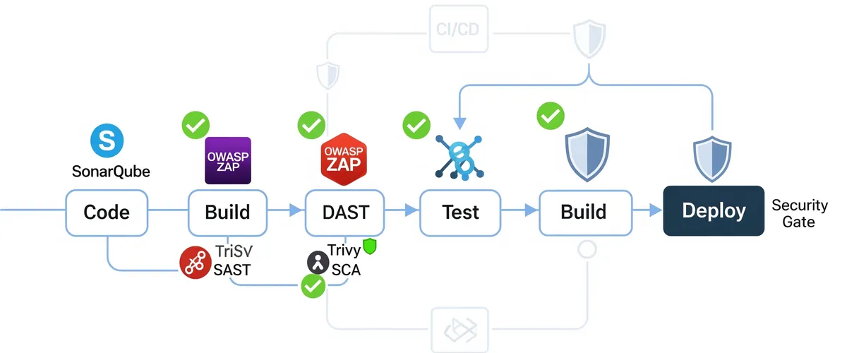 Blog post image for What's the Deal with Shift-Left Security, and Why Should You Care? - Learn how to implement shift-left security by integrating SAST, DAST, and SCA into your CI/CD pipeline. Enhance application security, reduce costs, and accelerate development with practical guidance and tool examples like SonarQube, Trivy, and OWASP ZAP.