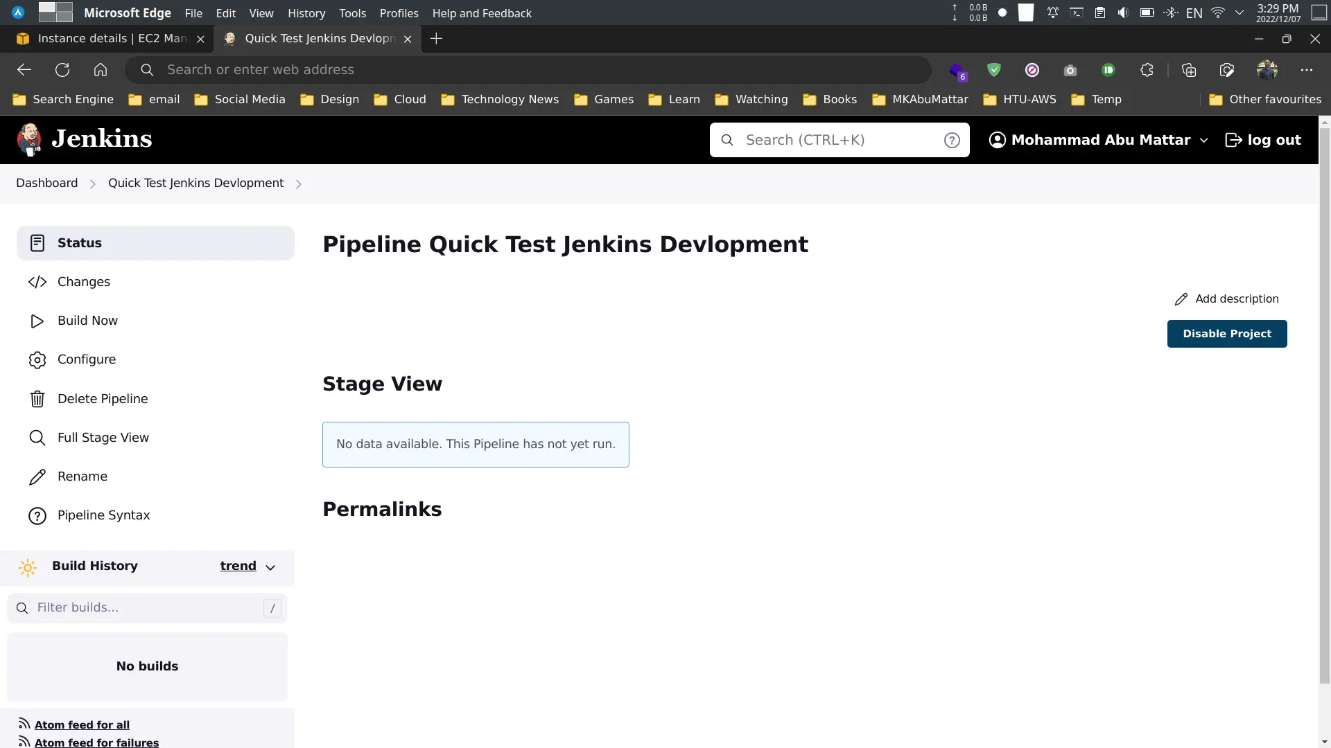 Jenkins configure job