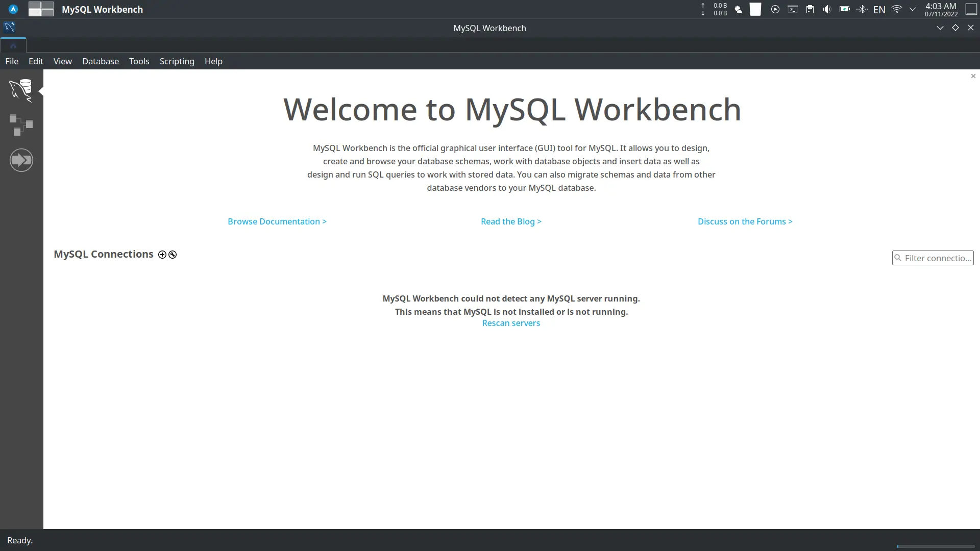 Open MySQL Workbench