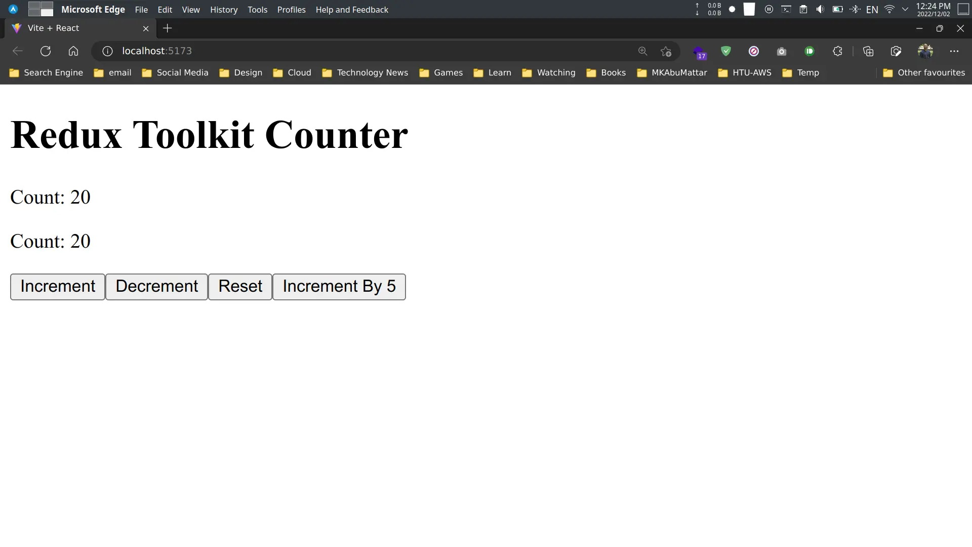 Redux Toolkit Counter with Header