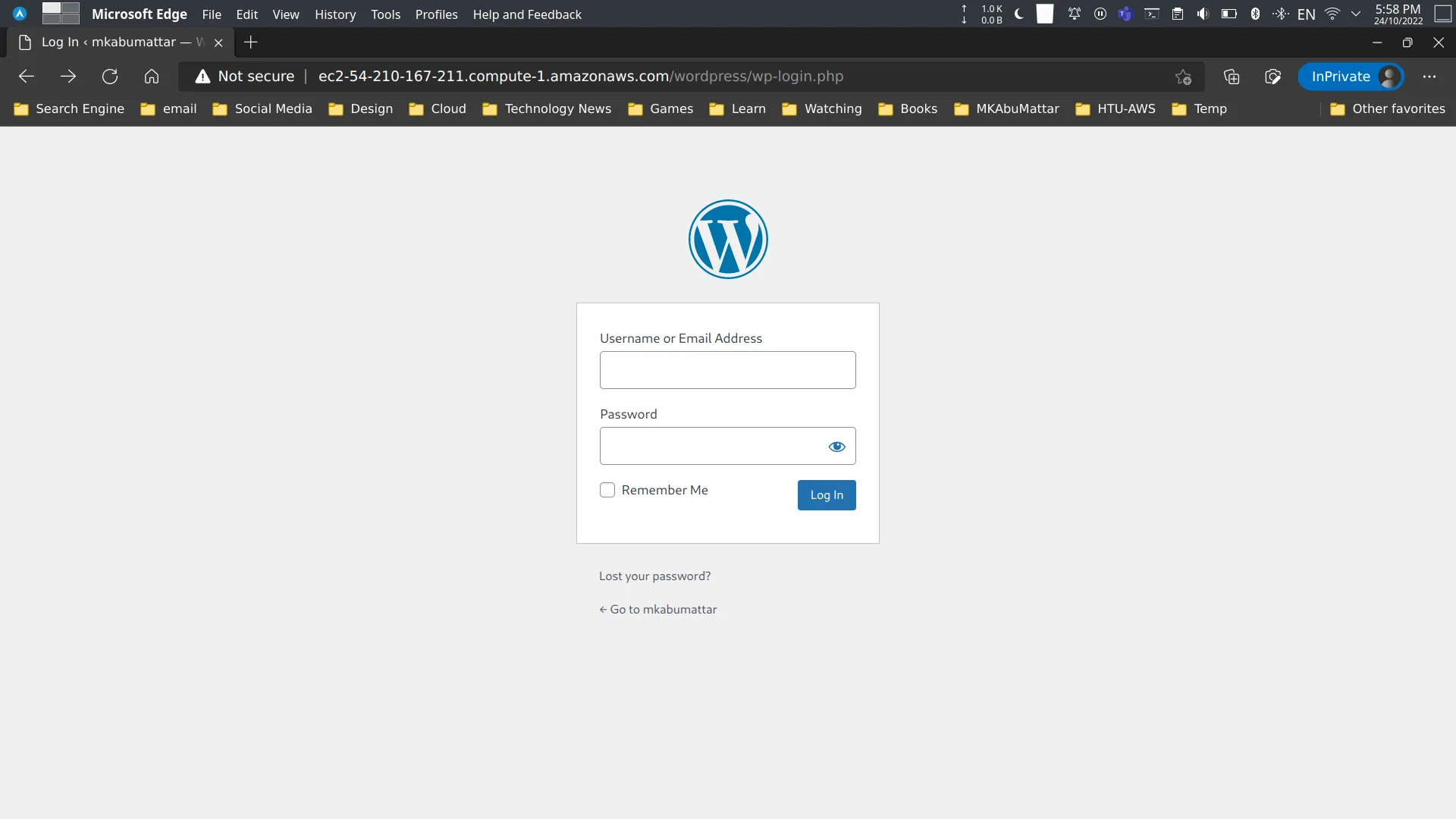 WordPress Username and Password